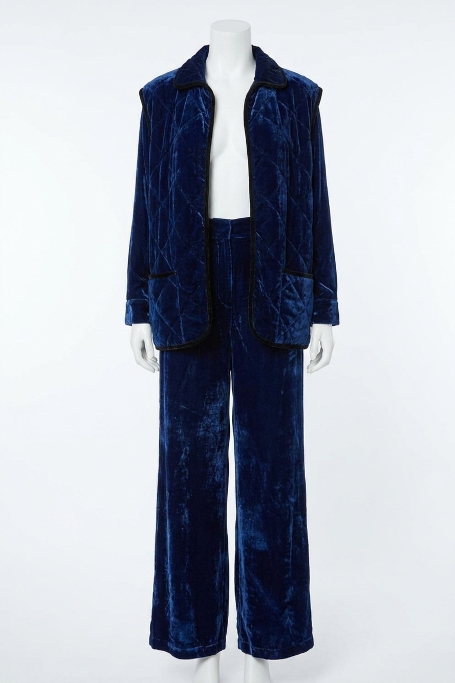 NEW LANHTROPY luna velvet pant in navy